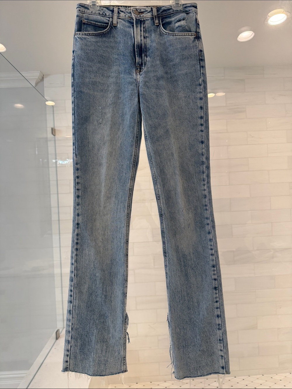 Classic ZARA High-Rise Straight Jeans - Light Blue